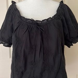 JCREW Eyelet Square Neck Peasant Shirt